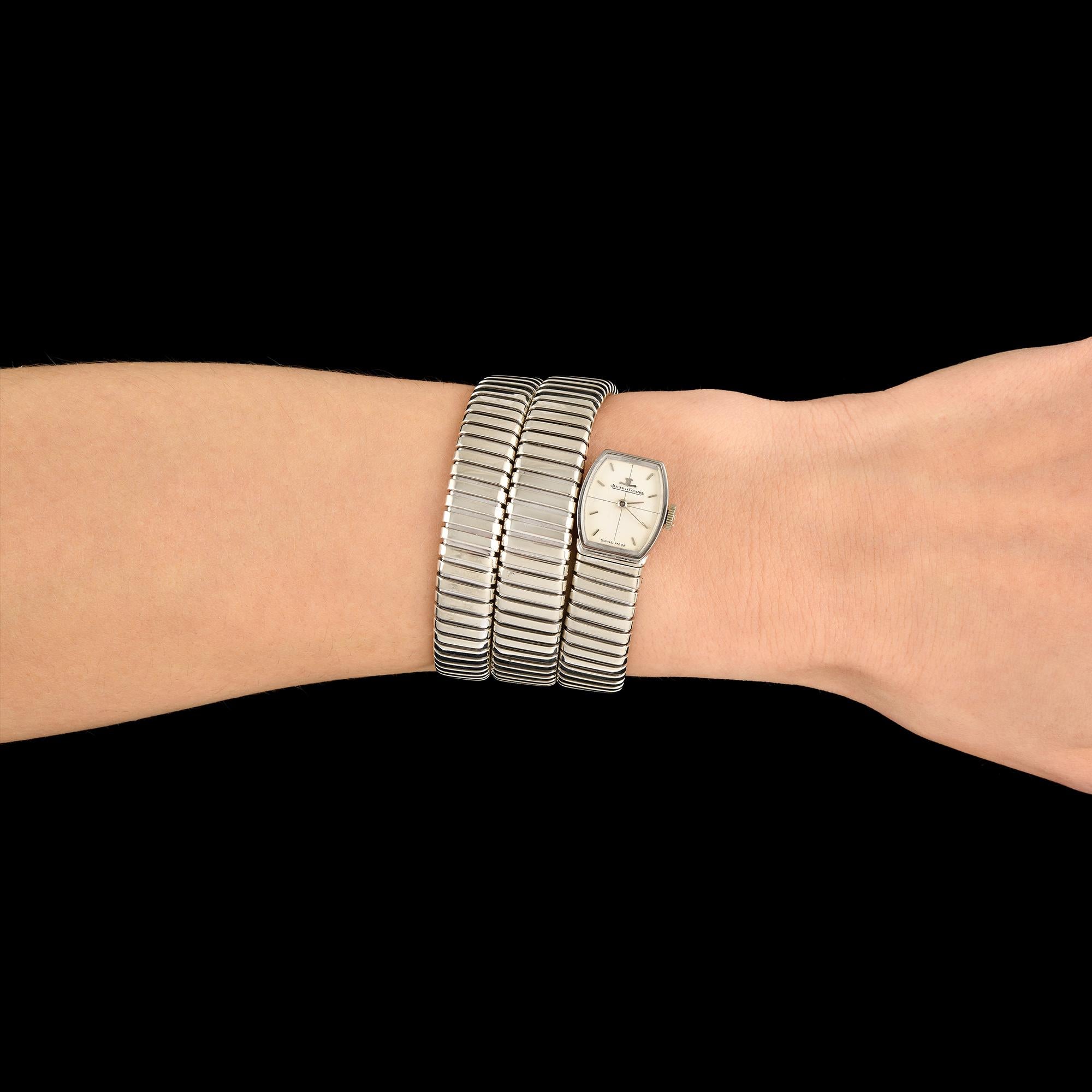 Bulgari Jaeger LeCoultre Tubogas Bracelet Watch 1960s In Good Condition For Sale In PARIS, FR