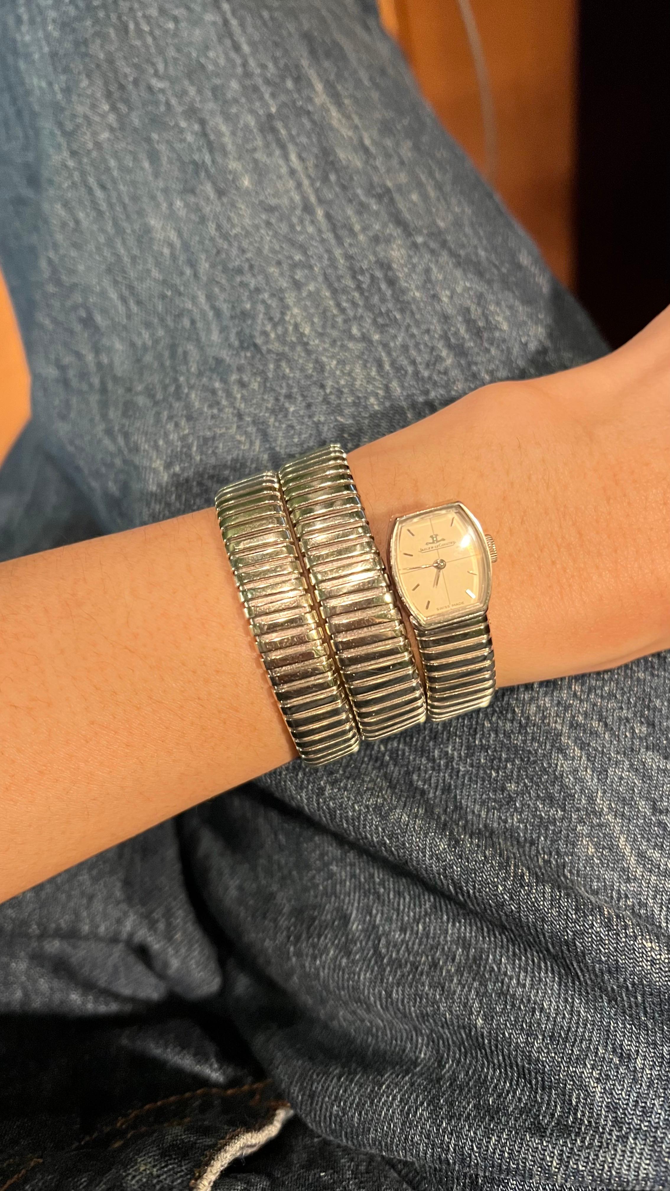 Women's Bulgari Jaeger LeCoultre Tubogas Bracelet Watch 1960s For Sale