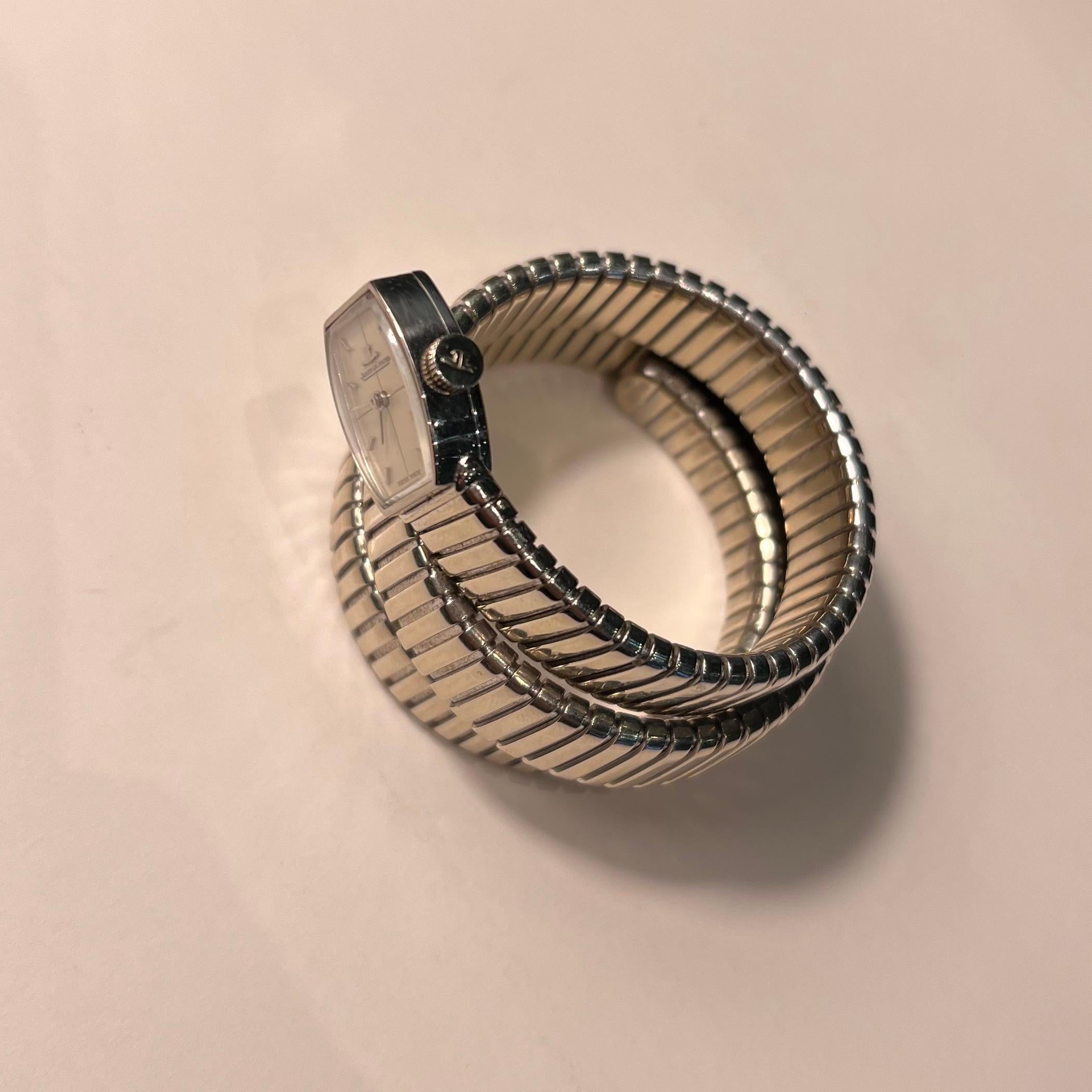 Bulgari Jaeger LeCoultre Tubogas Bracelet Watch 1960s For Sale 4