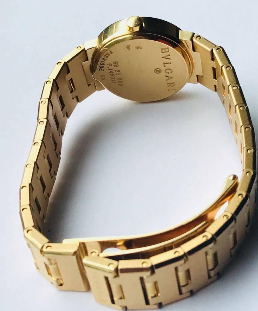Bvlgari Ladies 18 kt Yellow Gold 23 MM Case 6.5 inch band Quartz Wristwatch  For Sale 1