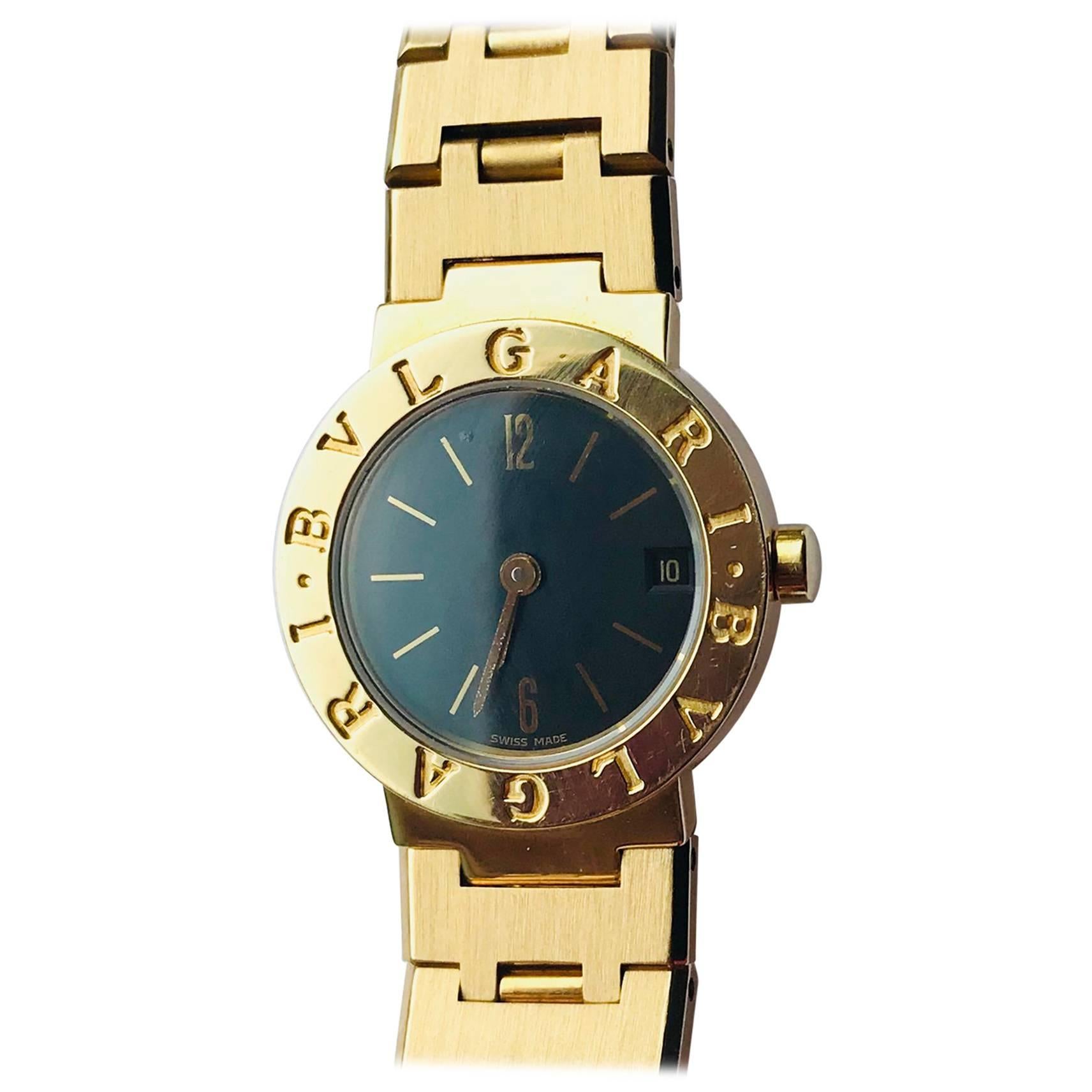 Bvlgari Ladies 18 kt Yellow Gold 23 MM Case 6.5 inch band Quartz Wristwatch  For Sale