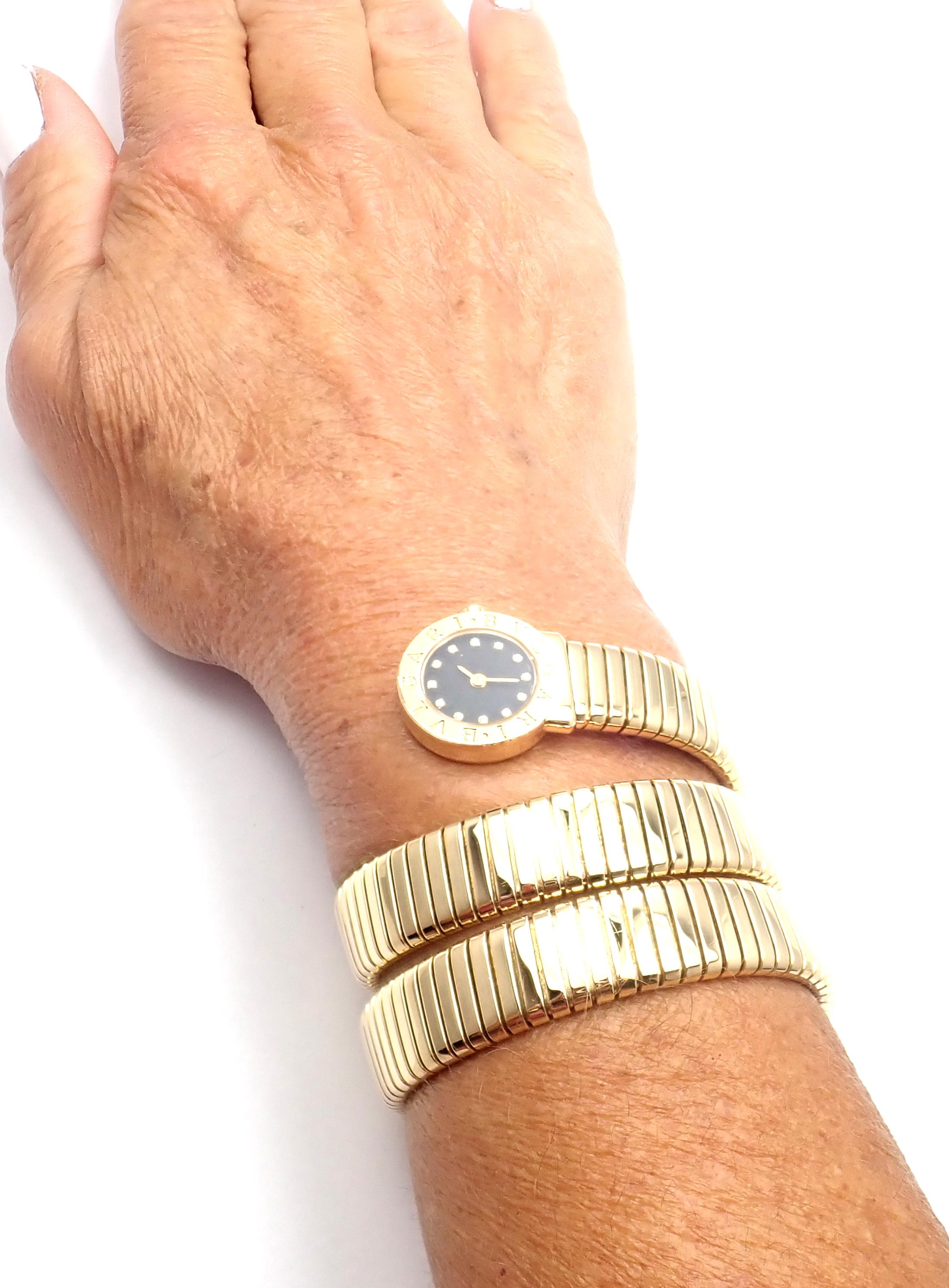 Bulgari Ladies Diamond Yellow Gold Tubogas Serpent Snake Bracelet Wristwatch 5