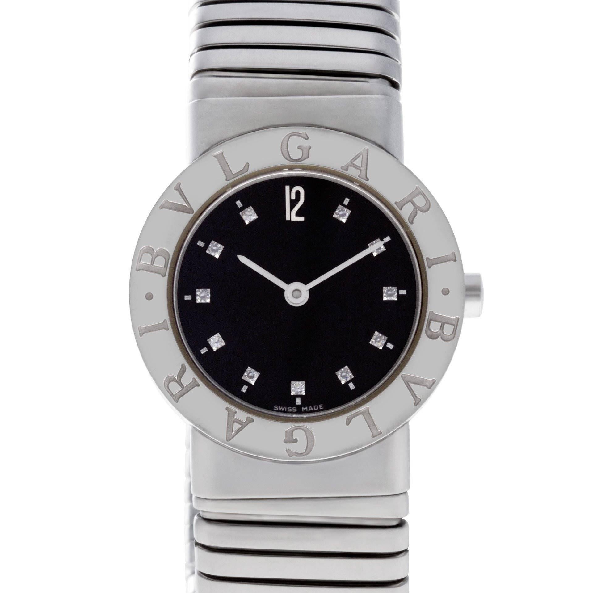 Bulgari Ladies Stainless Steel Tubogas Quartz Bracelet Wristwatch
