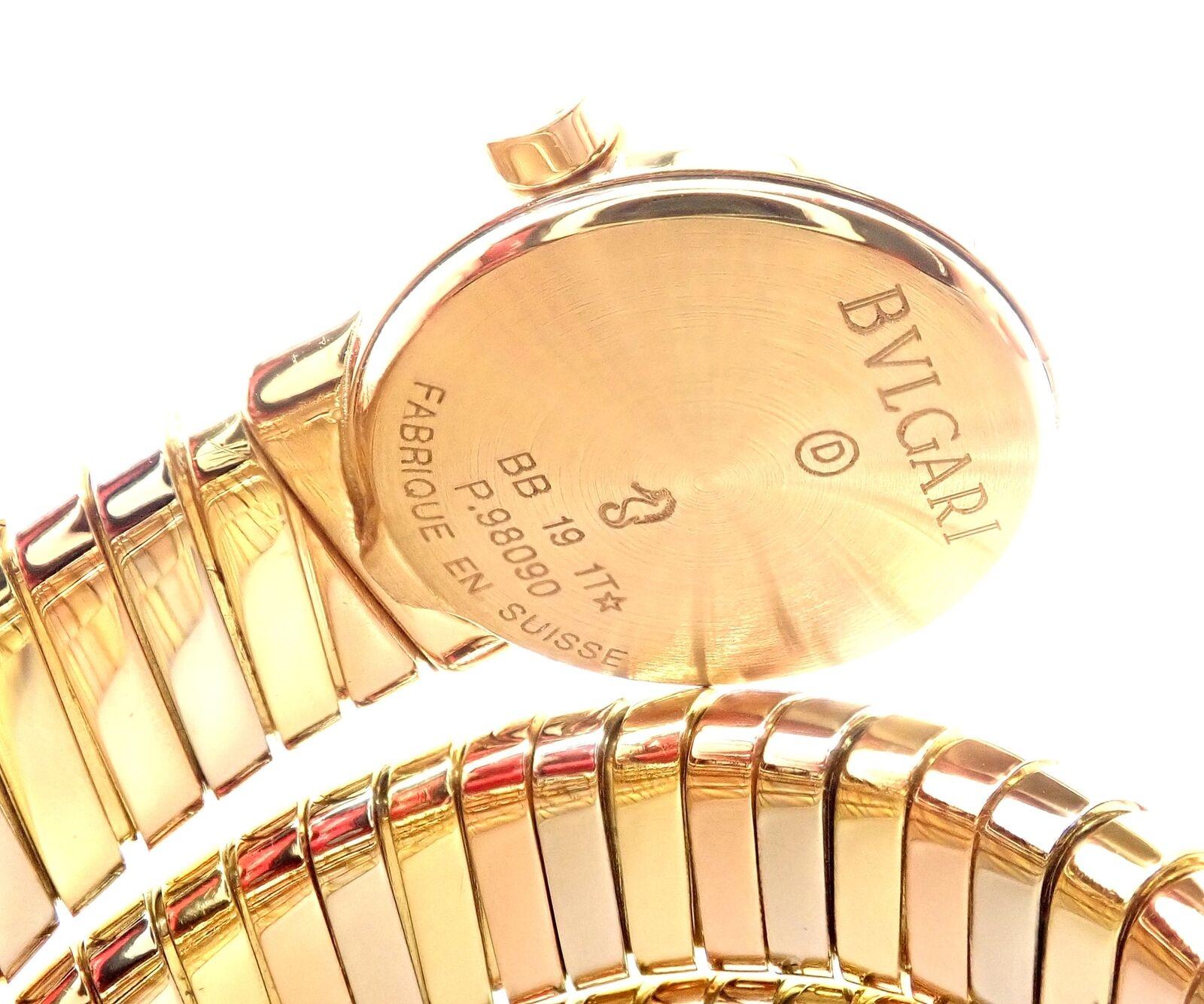 Bulgari Ladies Tri-Color Gold Tubogas Serpent Snake Bracelet Wristwatch 3