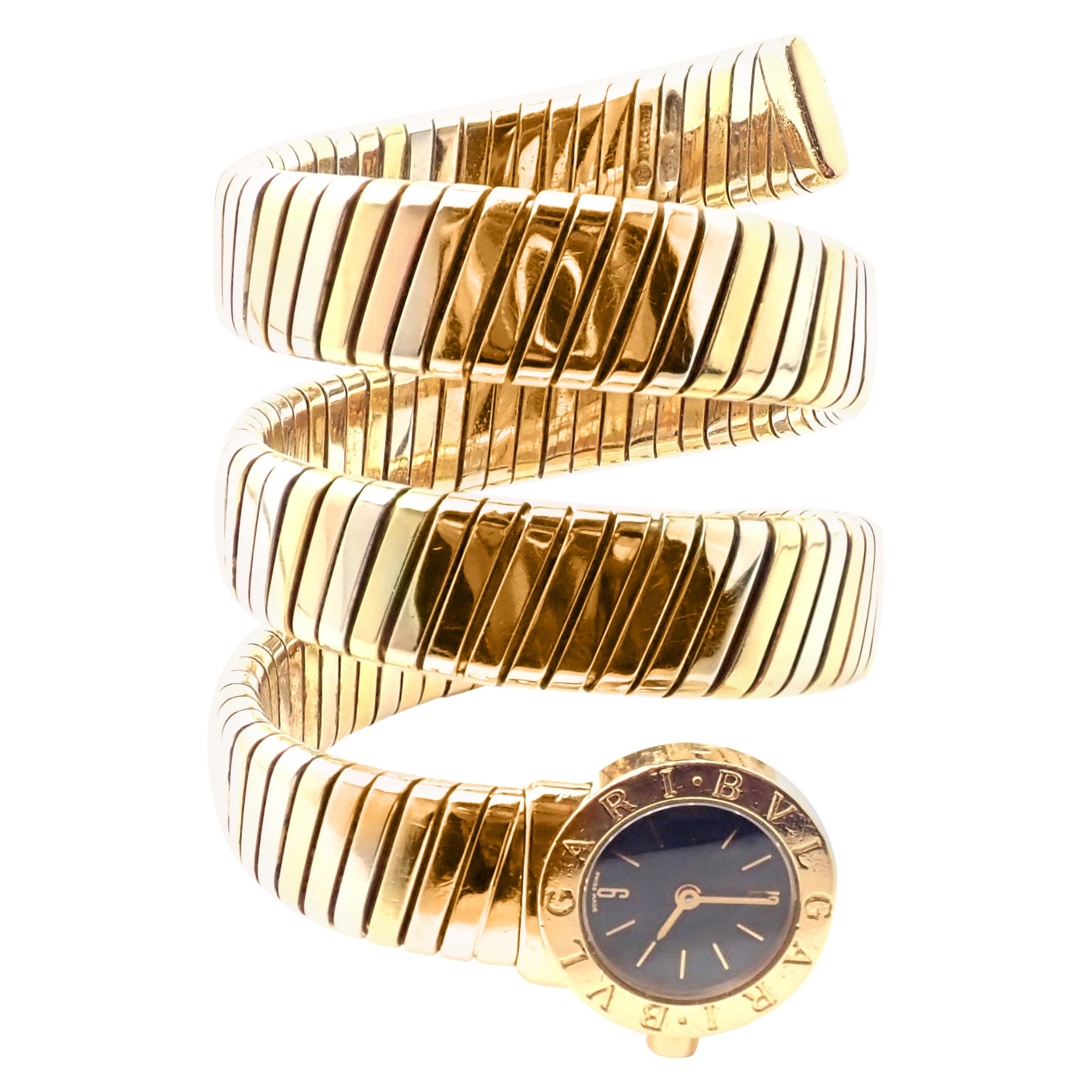 Bulgari Ladies Tri-Color Gold Tubogas Serpent Snake Bracelet Wristwatch
