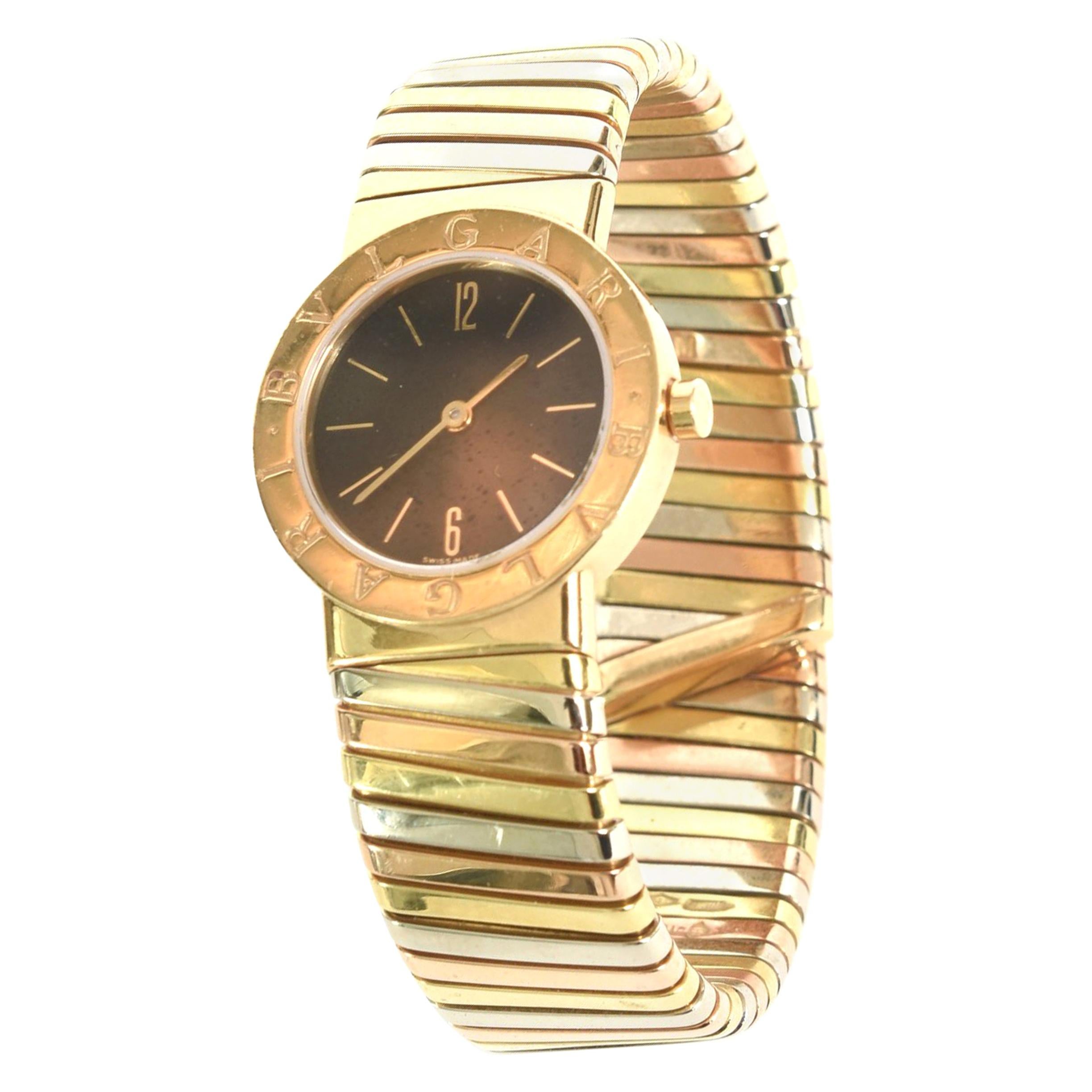 Bulgari Ladies Tri-Color Gold Tubogas Wristwatch