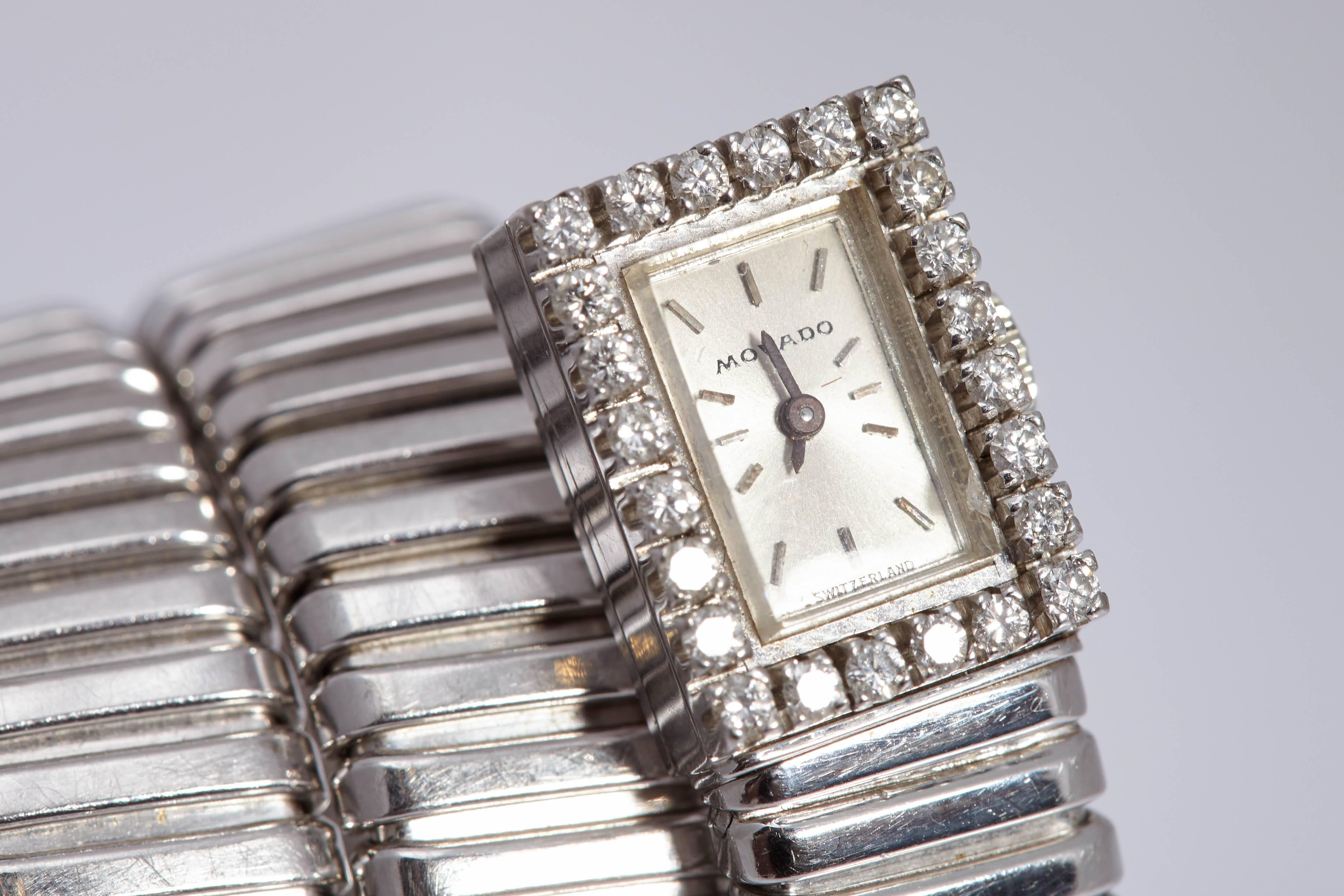 Women's Bulgari Ladies White Gold Diamond Tubogas Wristwatch