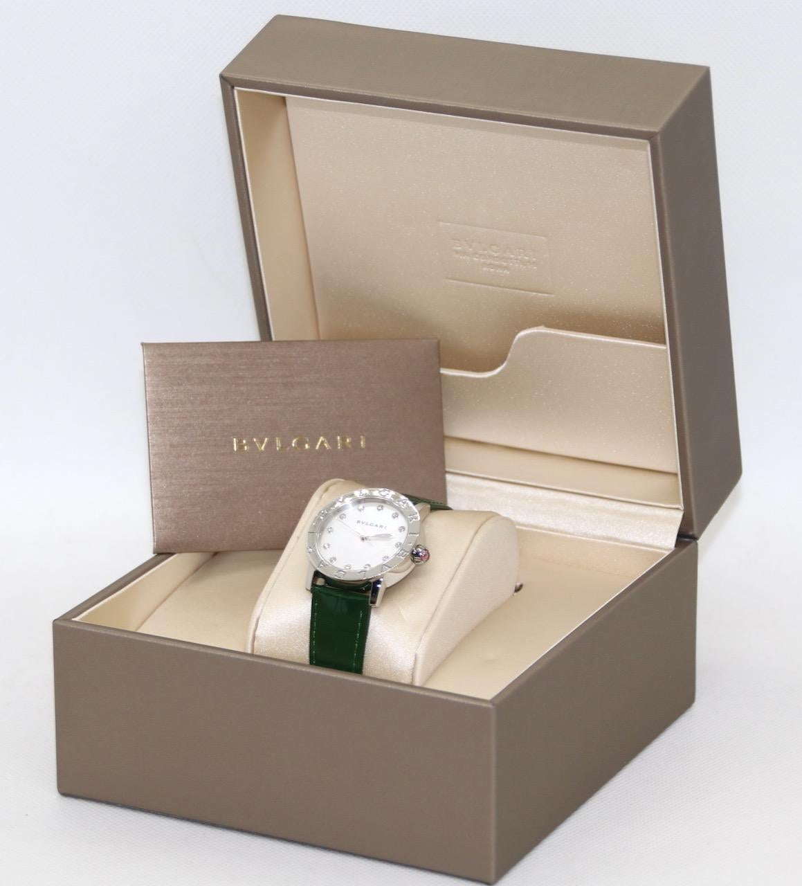Bulgari Ladies Wrist Watch Automatic with Diamonds and MOP Dial, Ref. BBL33S For Sale 3
