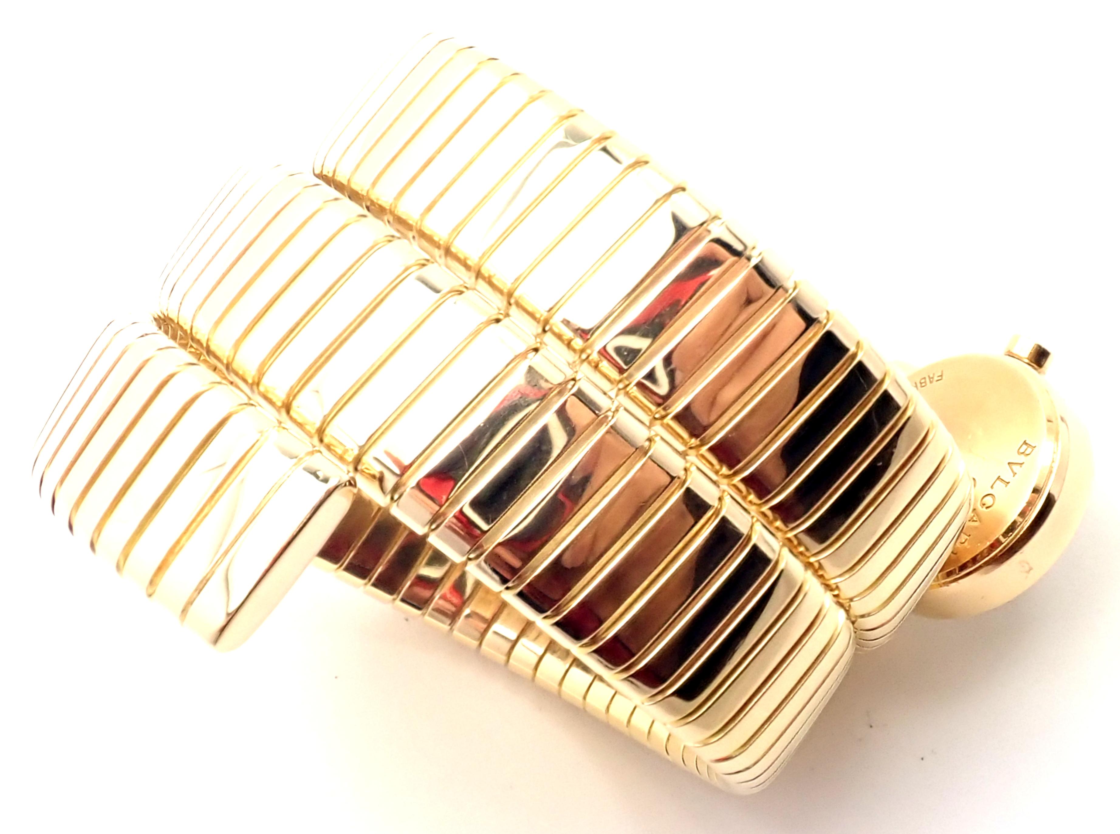 Bulgari Ladies Yellow Gold Tubogas Serpent Snake Bracelet Wristwatch In Excellent Condition In Holland, PA