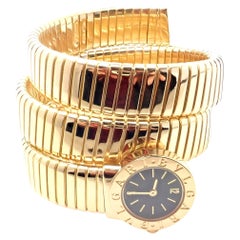 Bulgari Ladies Yellow Gold Tubogas Serpent Snake Bracelet Wristwatch