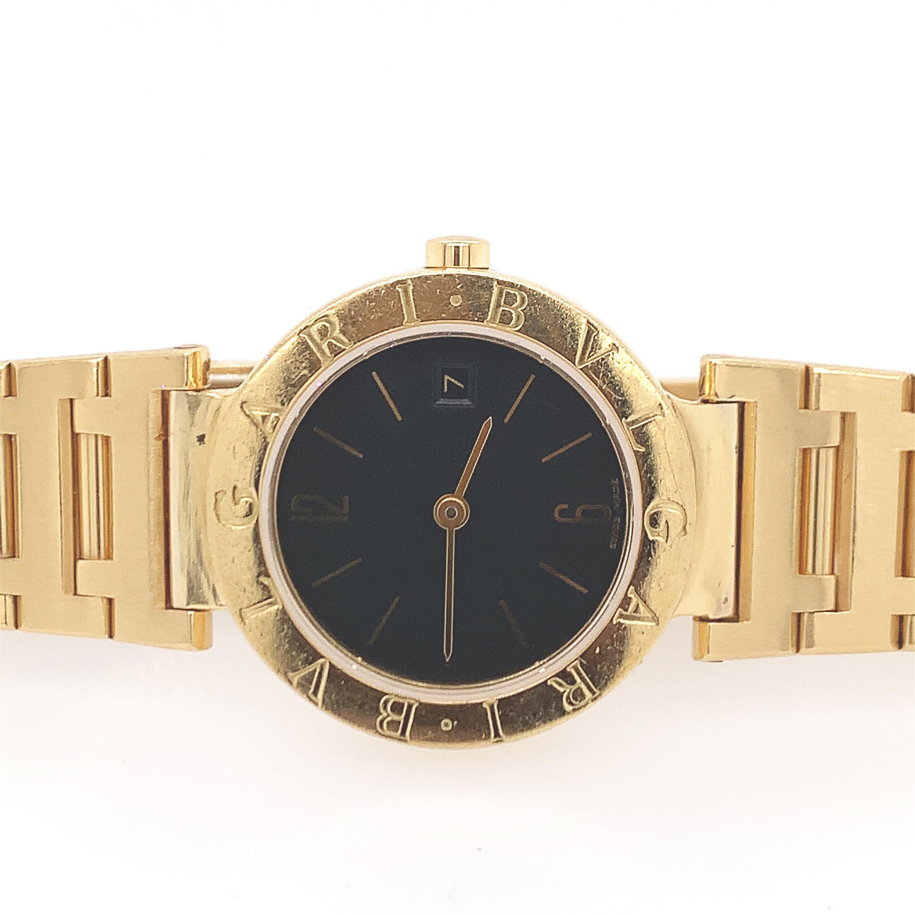 18K Y/gold watch, stamps VLGARI quartz BB26 GGD F37662, inner circumference 6 3/4 inches, weight  58.3 dwt.