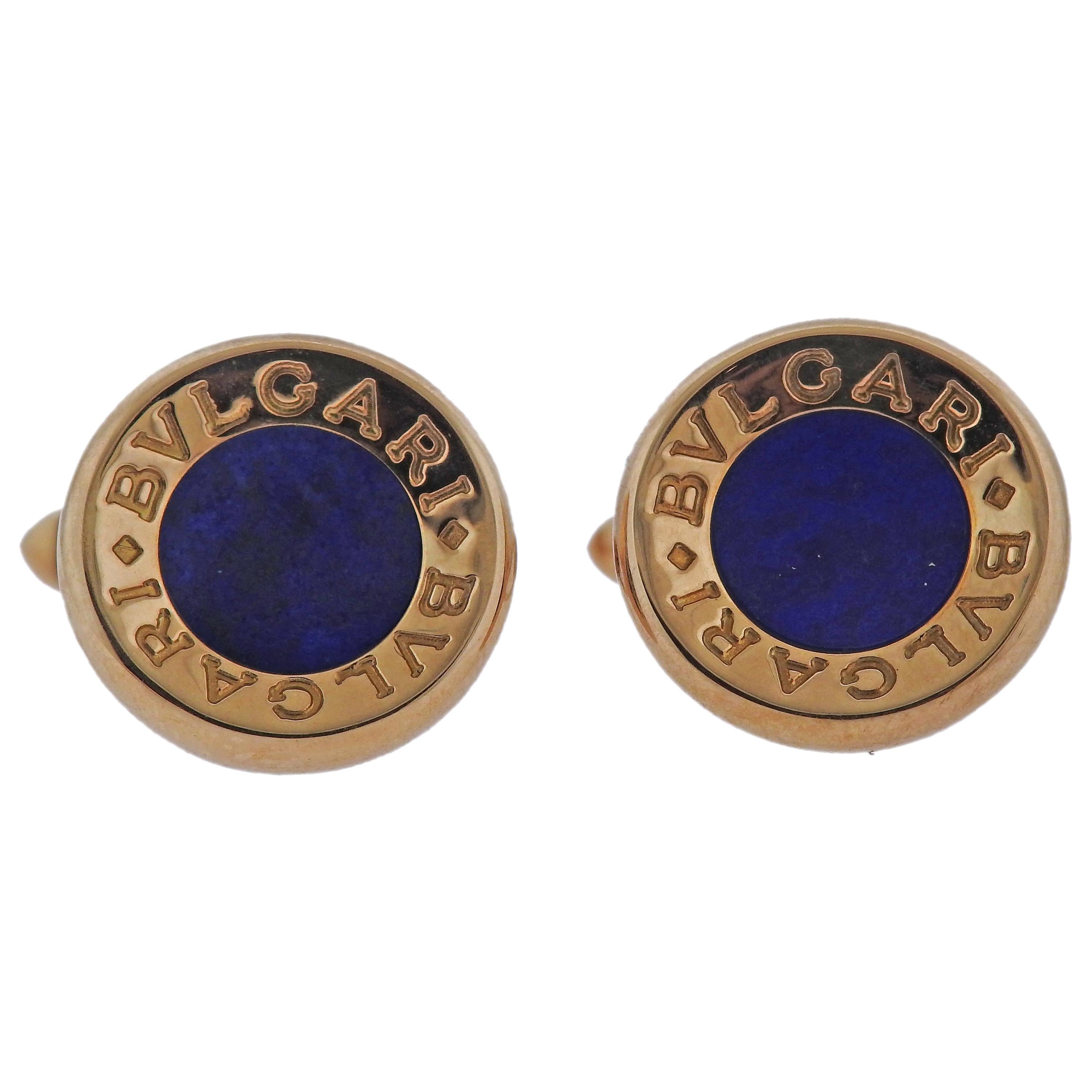 Bulgari Lapis Gold Cufflinks