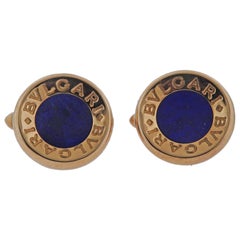 Vintage Bulgari Lapis Gold Cufflinks