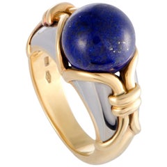 Bulgari Lapis Lazuli White and Yellow Gold Cocktail Ring
