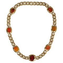 Bulgari Carnelian Intaglio Yellow Gold Necklace circa 1970 