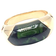 Bulgari Large Green Tourmaline Yellow Gold Band Ring