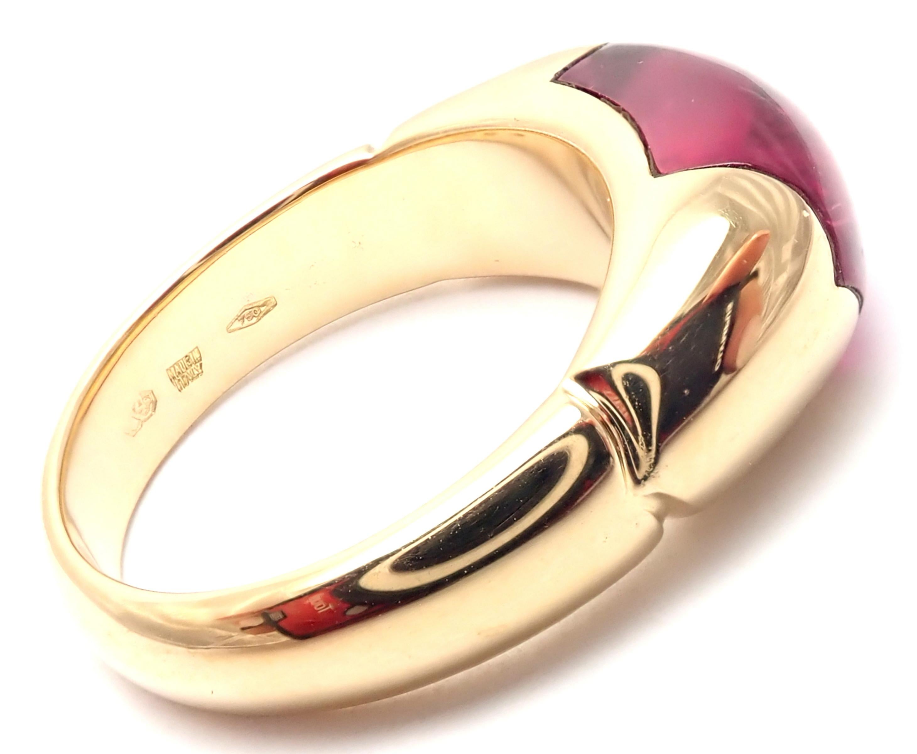Bulgari Large Pink Tourmaline Yellow Gold Ring In Excellent Condition In Southampton, PA
