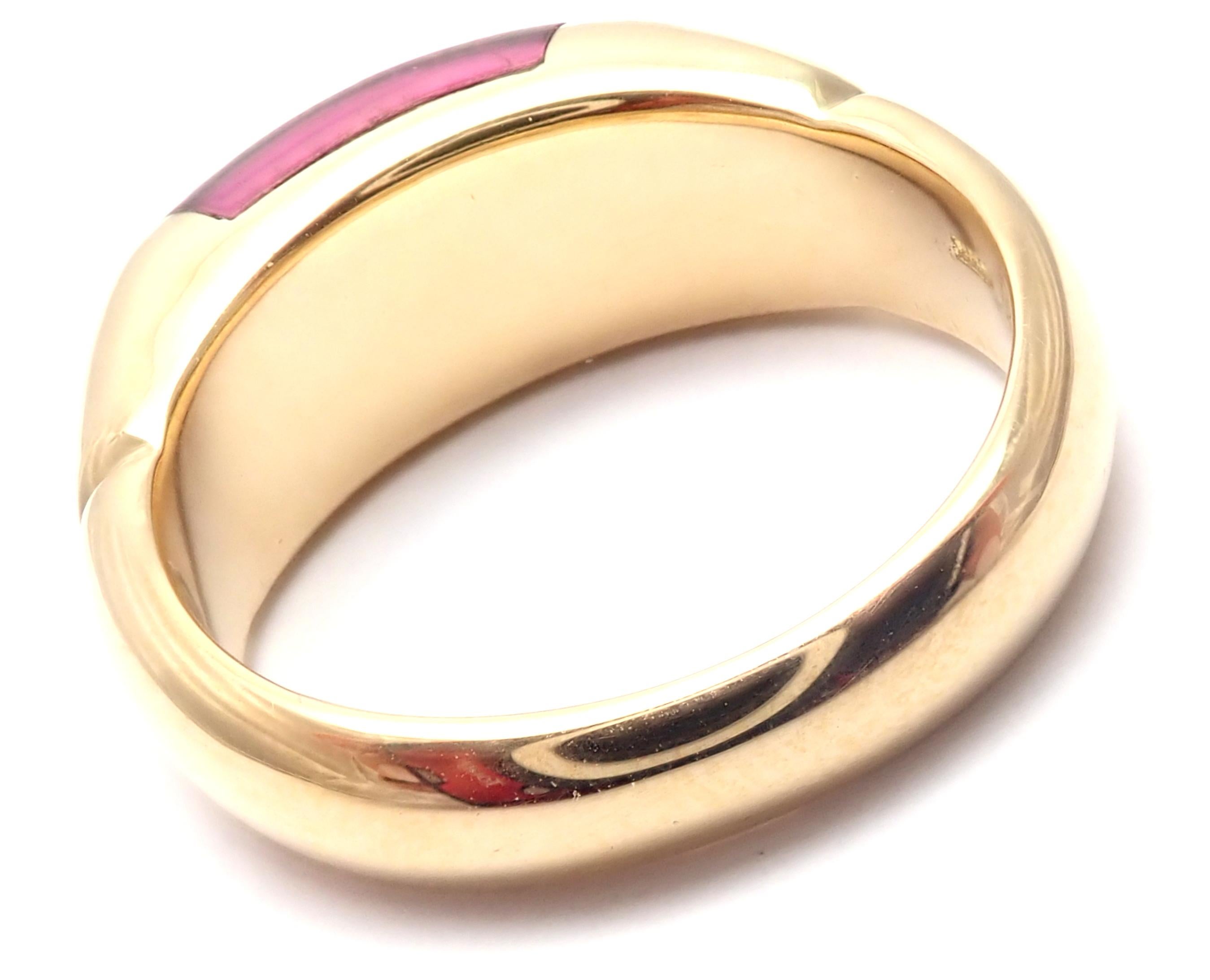 Women's or Men's Bulgari Large Pink Tourmaline Yellow Gold Ring