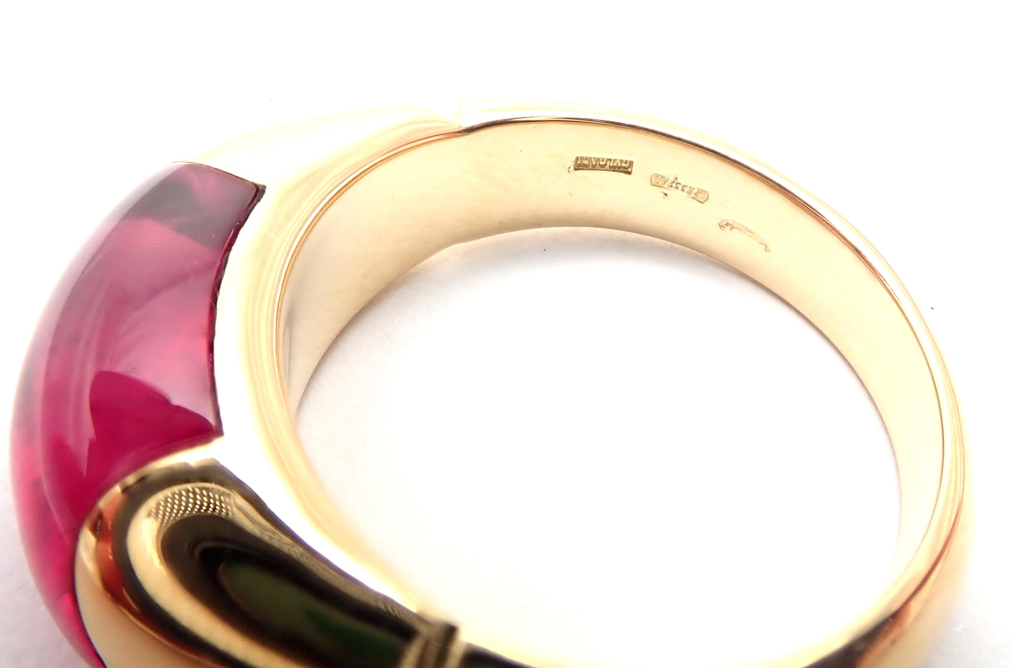 Bulgari Large Pink Tourmaline Yellow Gold Ring 4