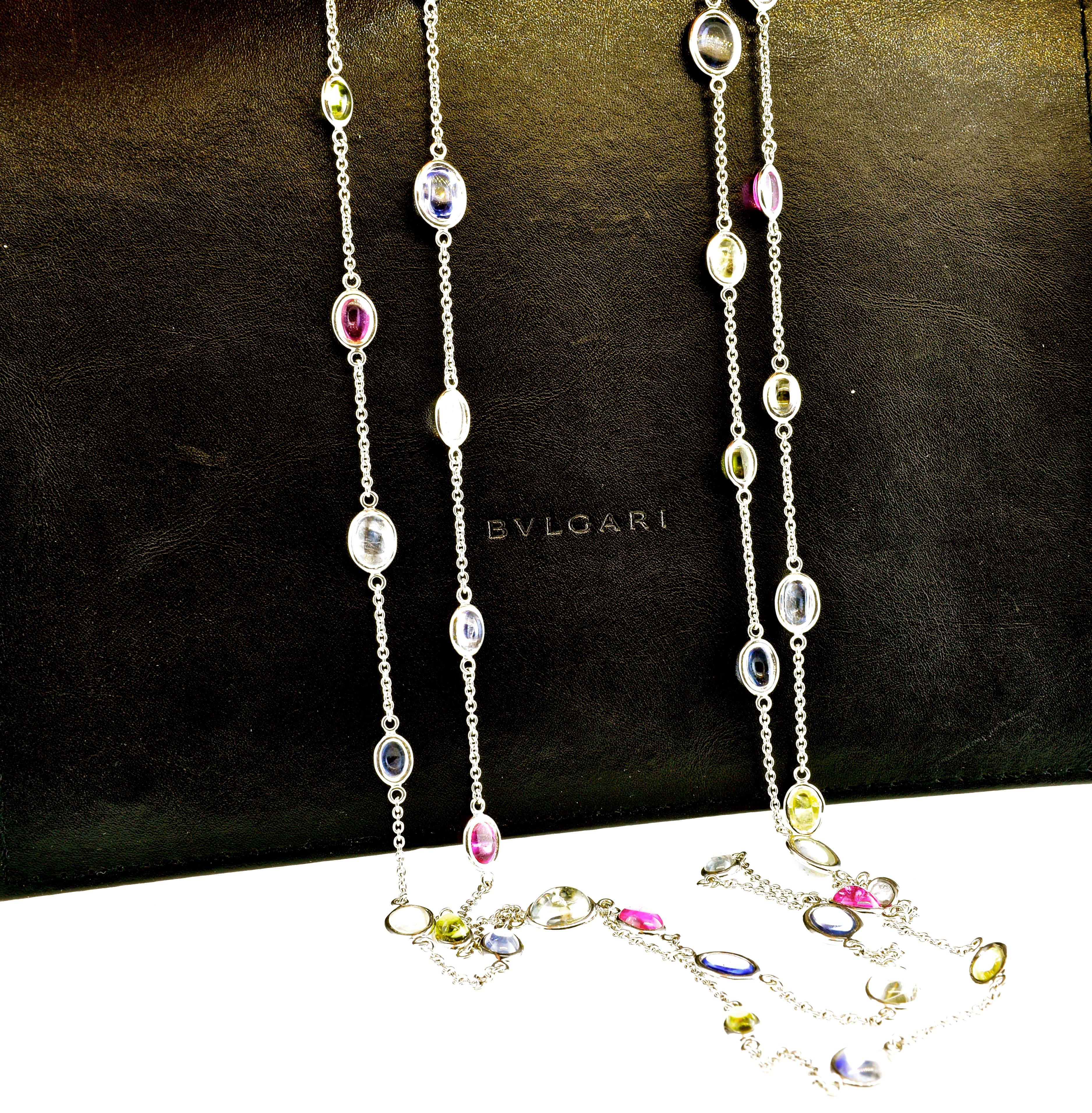 Contemporary Bulgari Long Chain with Fine Sapphires