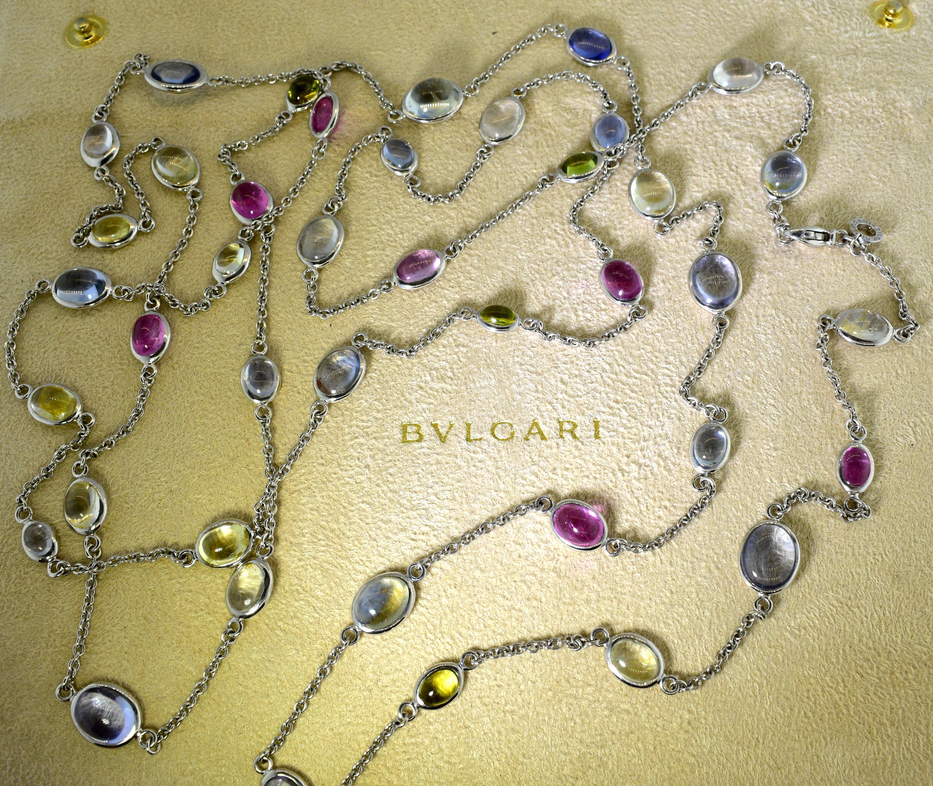 Bulgari Long Chain with Fine Sapphires In Excellent Condition In Aspen, CO