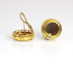 Bulgari look Ancient Coin Gold Clip Earrings