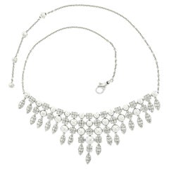 Bulgari Lucea 18k White Gold Pave Diamond Large Chandelier Statement Necklace