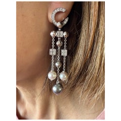 Bulgari Lucea Dangle Earrings Diamonds and Pearls