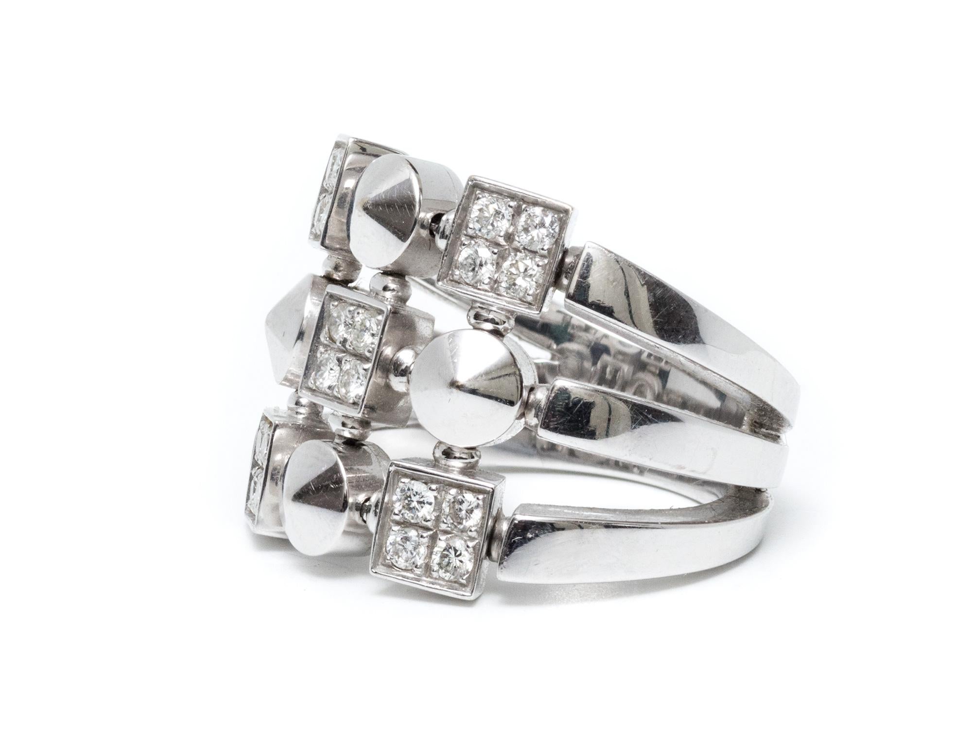 Bulgari Lucea Diamond Band Ring set in 18k White Gold and is 16 mm width.