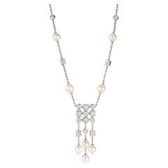 Bulgari Lucea Perlen-Diamant-Halskette aus 18K Weißgold 1,56 Karat