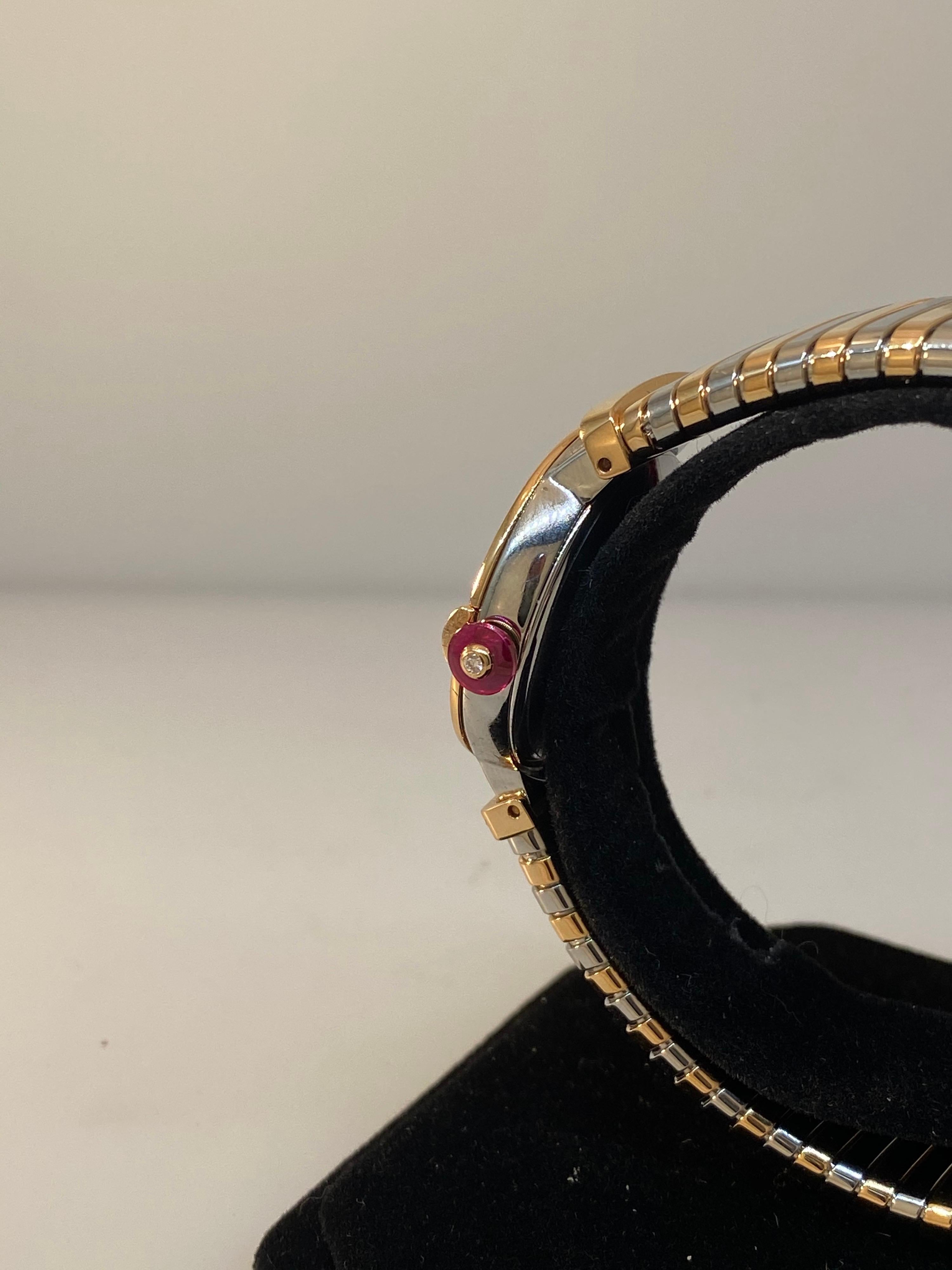Women's Bulgari Lucea Tubogas Rose Gold & Stainless Diamond Bracelet Ladies Watch 102952 For Sale