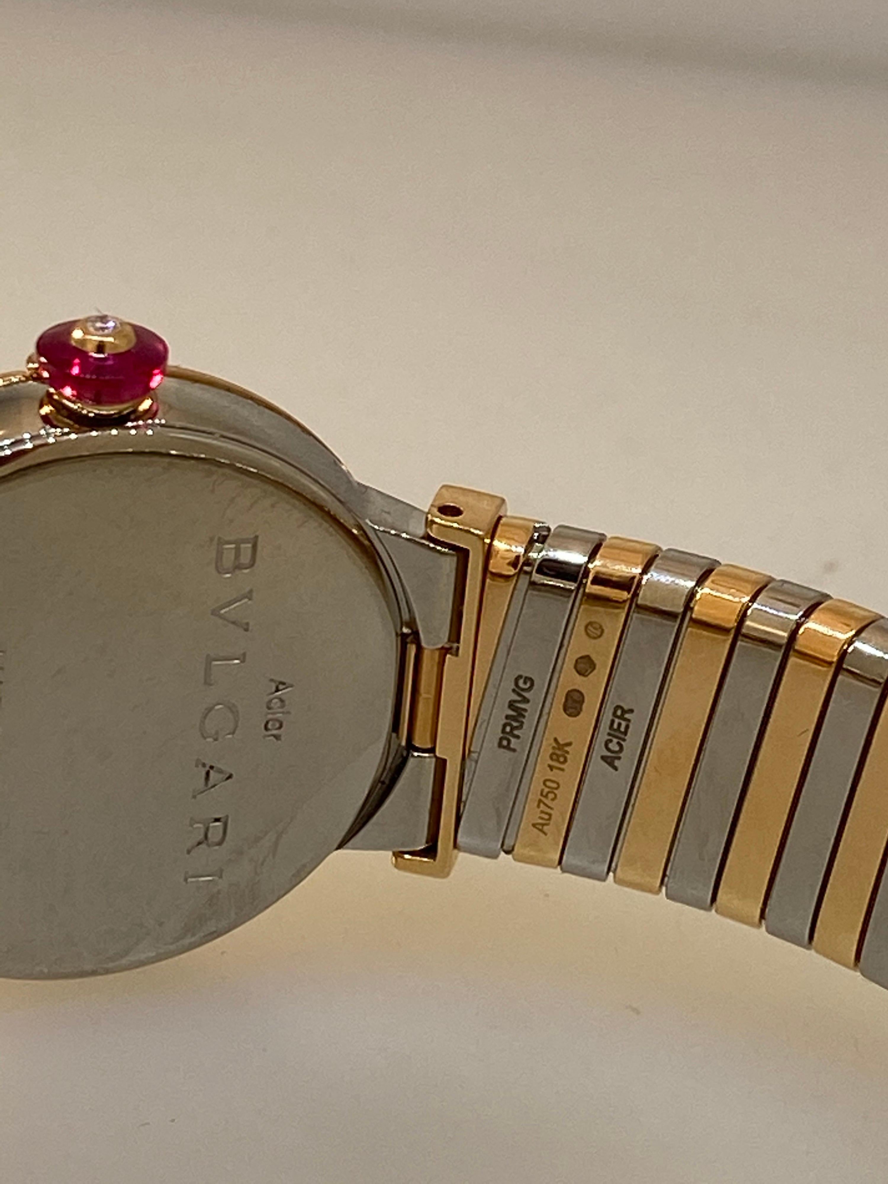 Bulgari Lucea Tubogas Rose Gold & Stainless Diamond Bracelet Ladies Watch 102952 For Sale 4