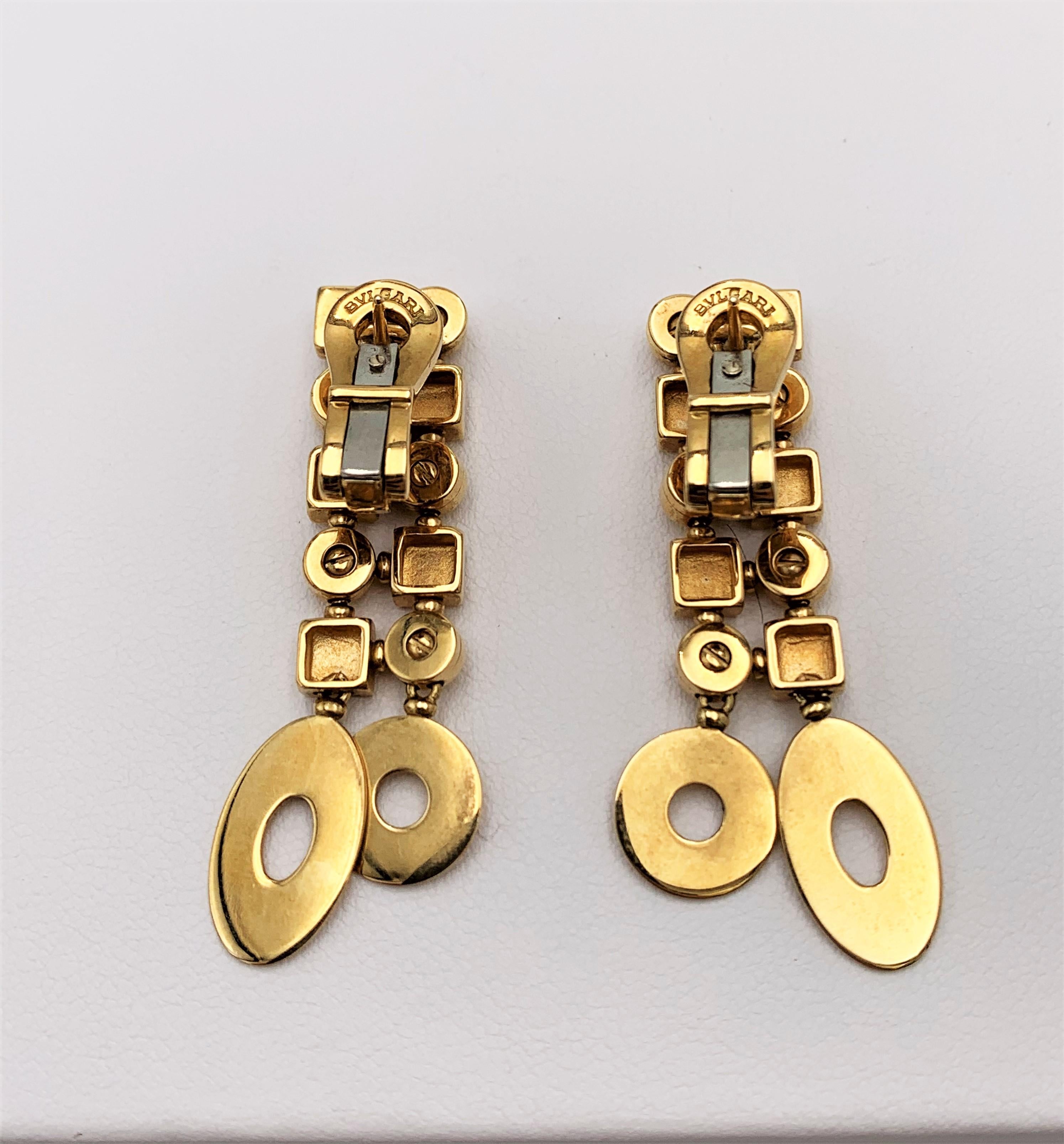 Bulgari 'Lucea' Yellow Gold Earrings In Excellent Condition In New York, NY