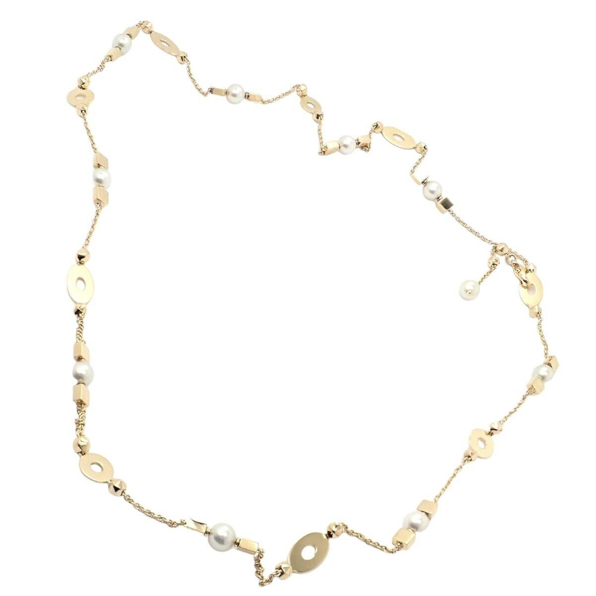 Bulgari Lucea Yellow Gold Long Chain Pearl Necklace For Sale 2
