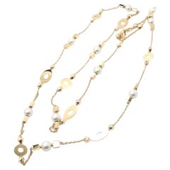 Bulgari Lucea Yellow Gold Long Chain Pearl Necklace