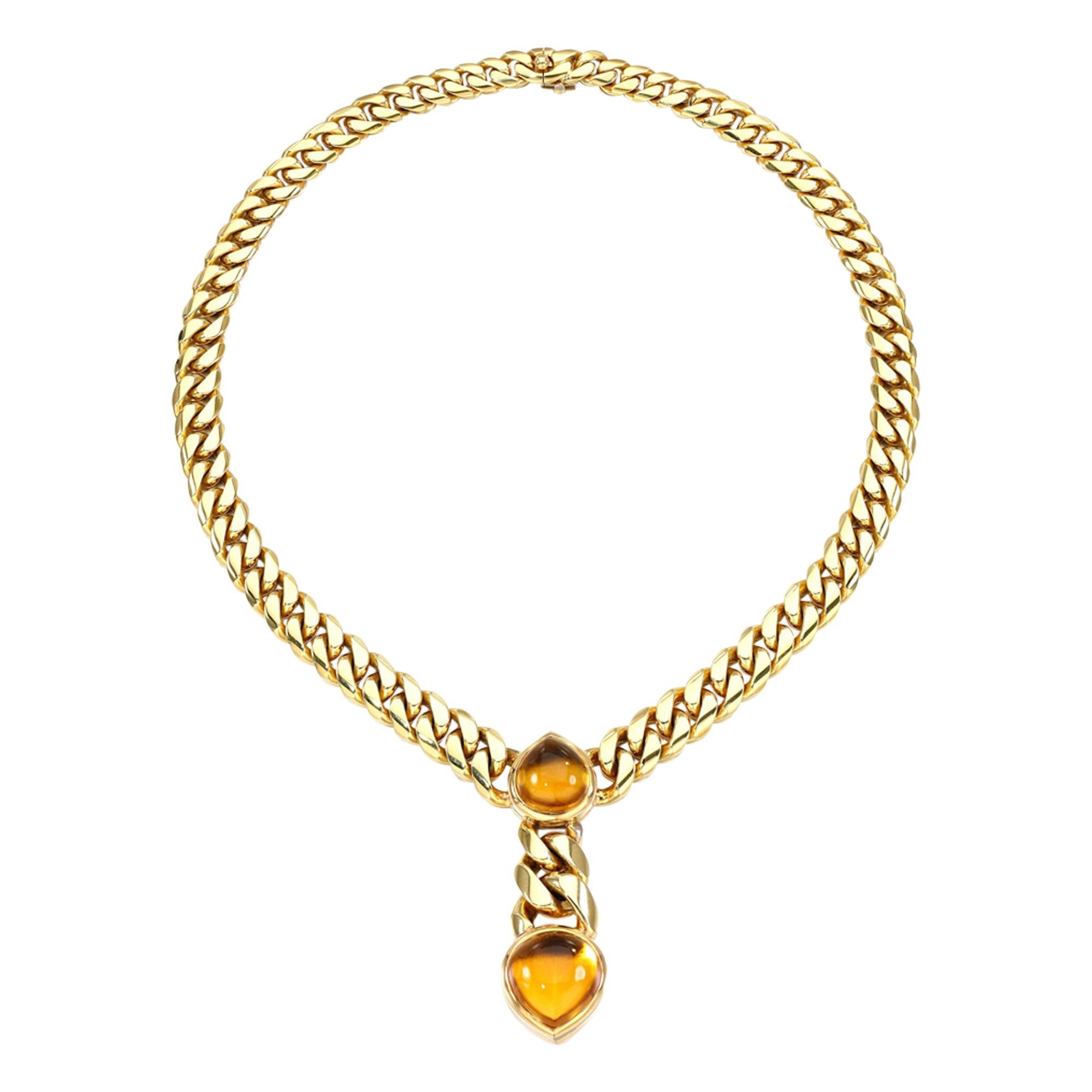 Bulgari Prächtige Vintage Citrin-Gold-Halskette im Angebot