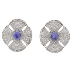 BULGARI Maltese Flower Cabochon Sapphire Ear Clips