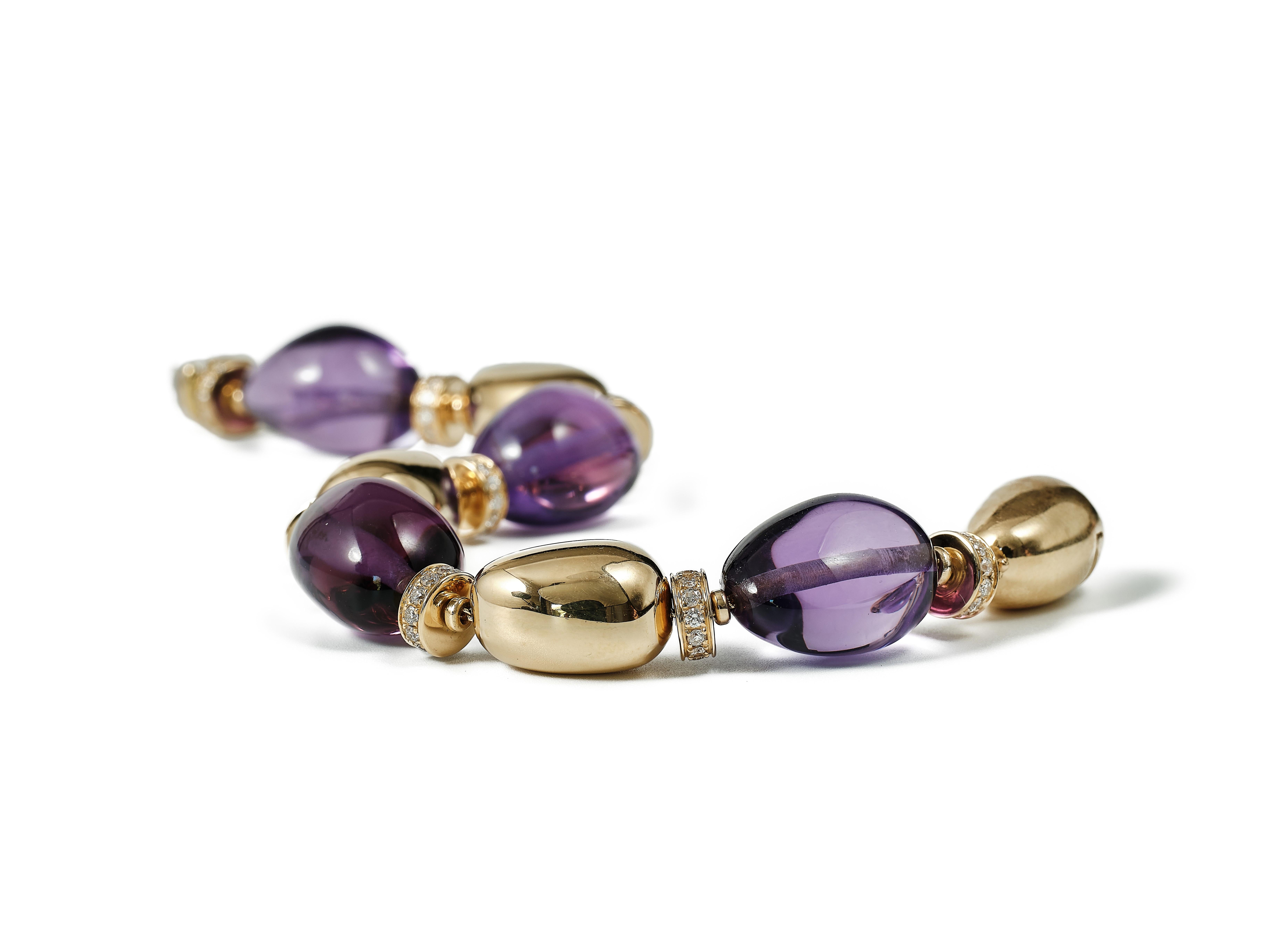 Women's Bulgari ‘Mediterranean Eden Sassi’ amethyst, diamond and gold bracelet For Sale