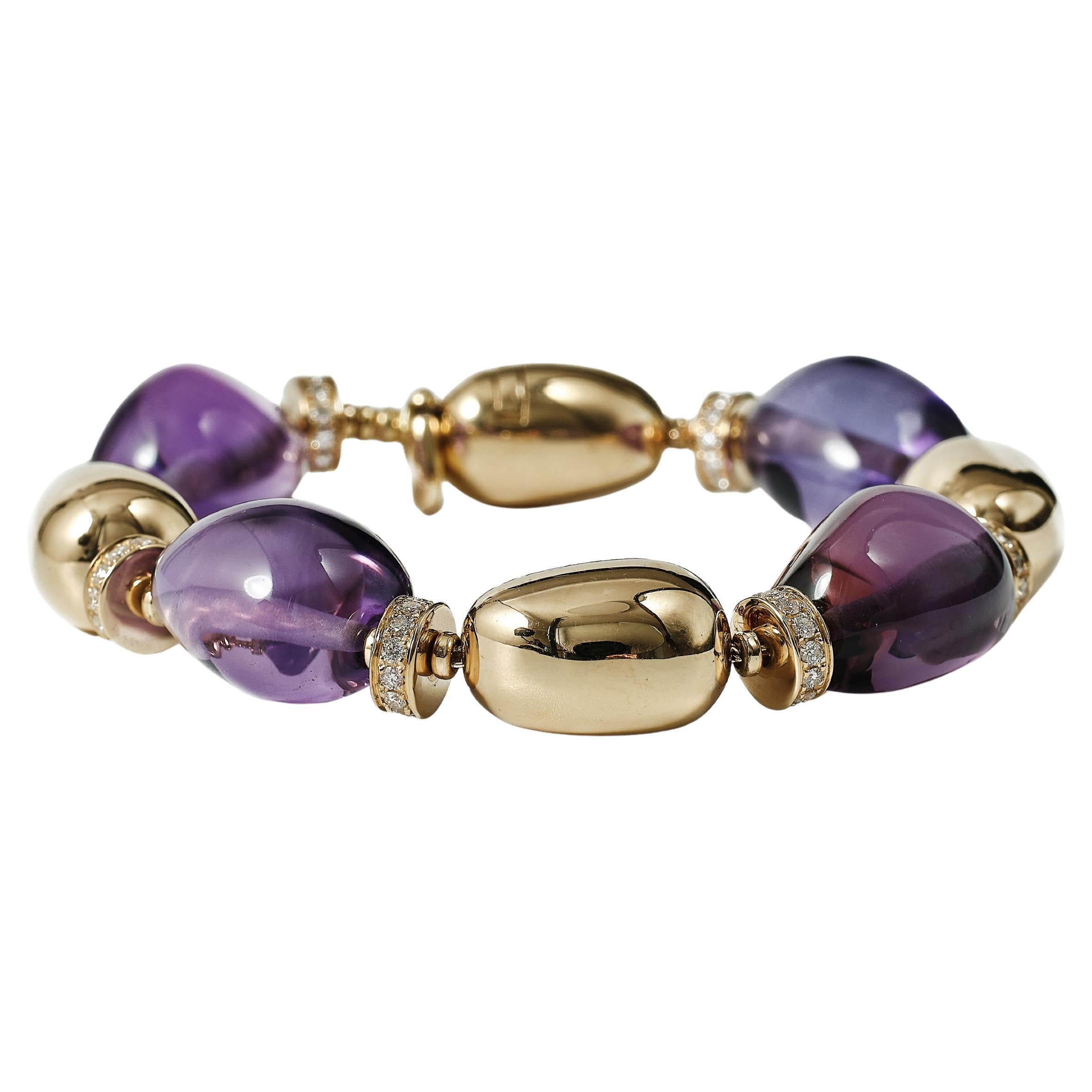 Bulgari ‘Mediterranean Eden Sassi’ amethyst, diamond and gold bracelet For Sale