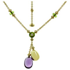 Bulgari Mediterranean Eden Diamond Amethyst Peridot Yellow Gold Necklace