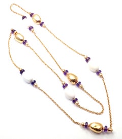 Bulgari Mediterranean Eden Sautoir Amethyst Ceramic Rose Gold Necklace