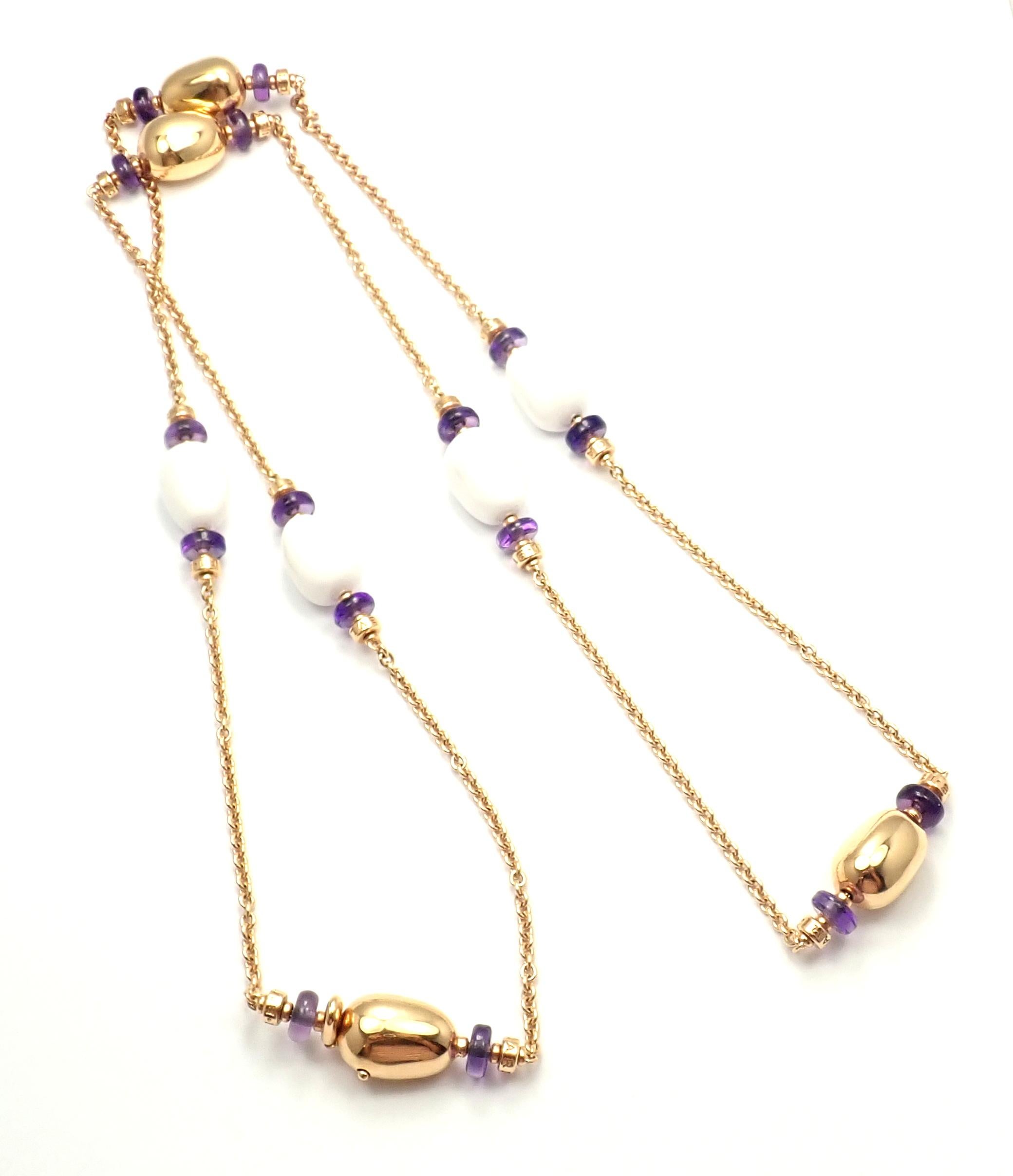 Bulgari Mediterranean Eden Sautoir Amethyst Ceramic Rose Gold Long Necklace For Sale 2