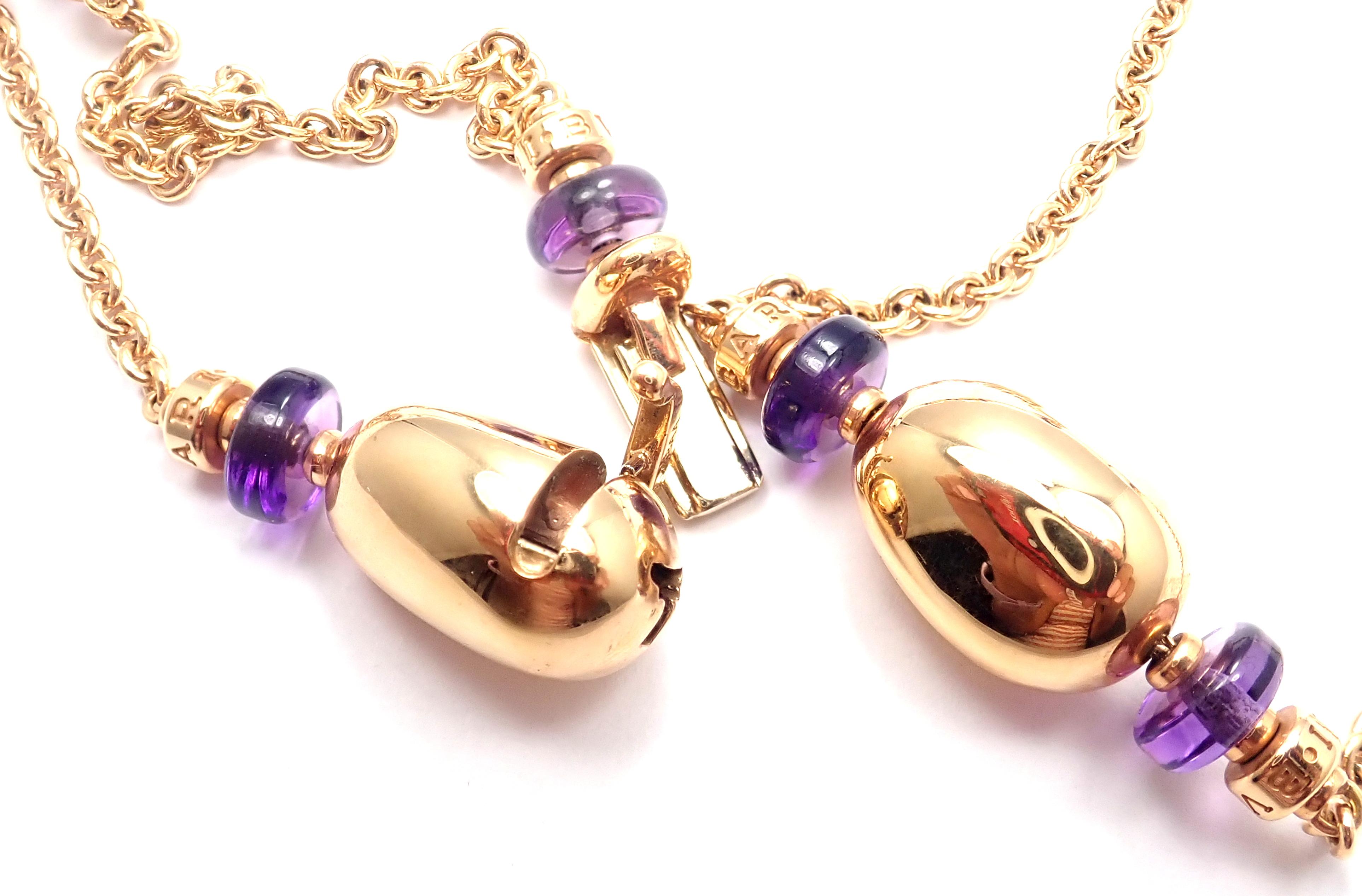 Bulgari Mediterranean Eden Sautoir Lange Halskette aus Roségold mit Amethyst-Keramik im Zustand „Hervorragend“ im Angebot in Holland, PA