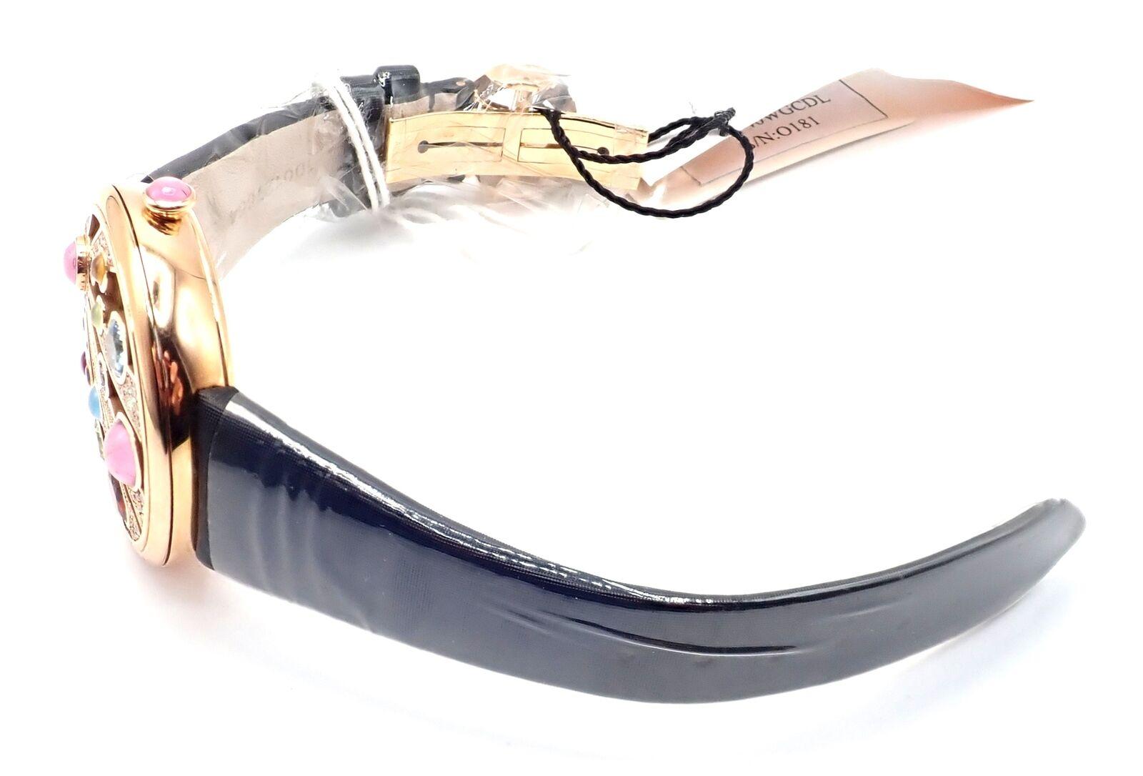 Bulgari Mediterranian Eden Diamond Color Stone Mother Of Pearl Rose Gold Watch For Sale 6