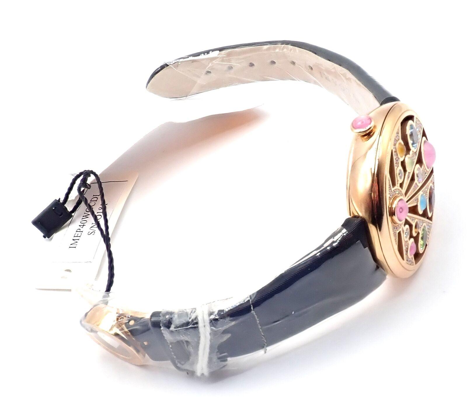 Bulgari Mediterranian Eden Diamond Color Stone Mother Of Pearl Rose Gold Watch For Sale 7