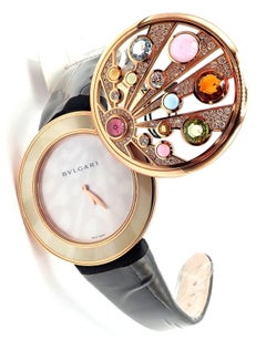 Bulgari Mediterranian Eden Diamond Color Stone Mother Of Pearl Rose Gold Watch