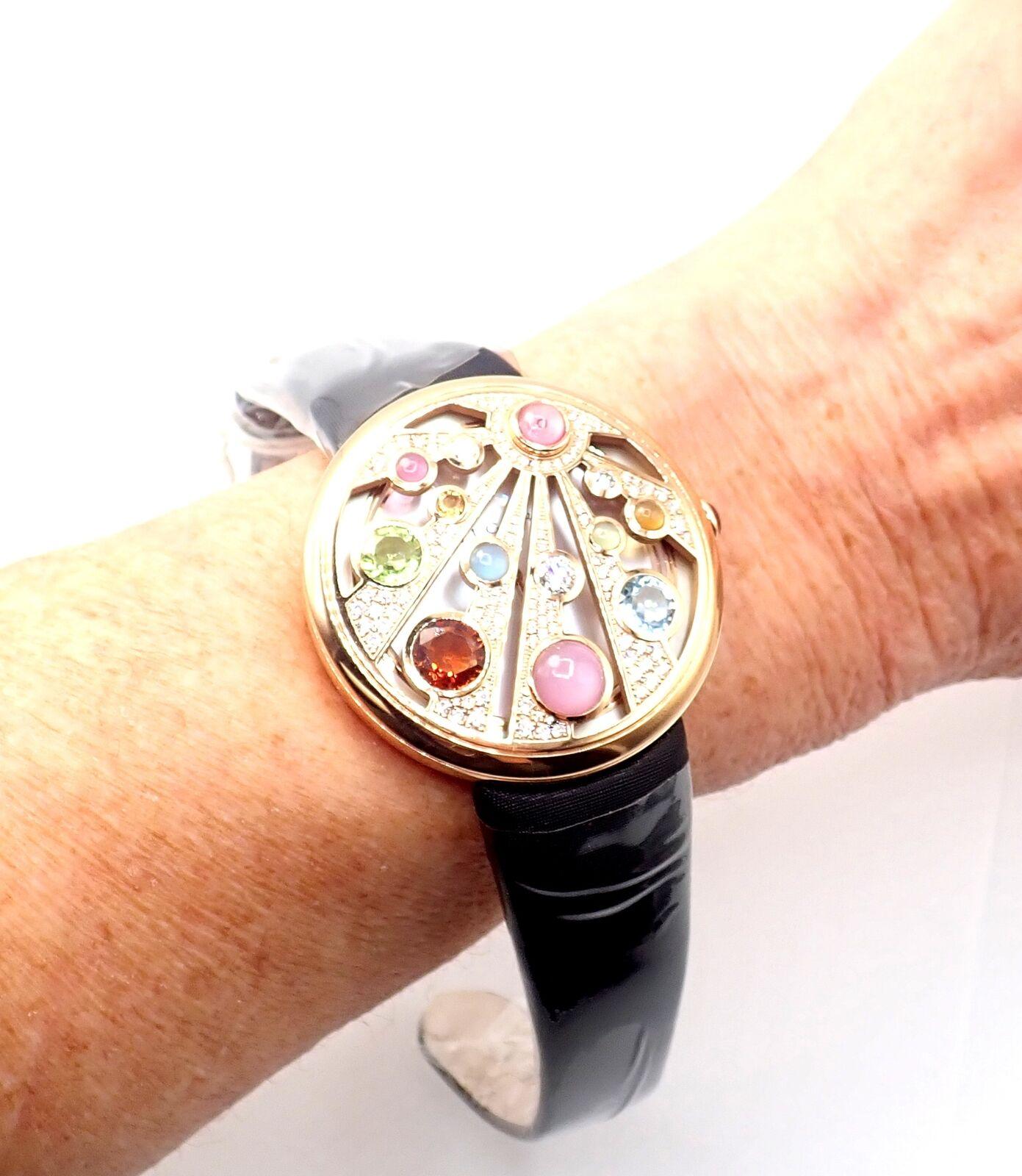 Bulgari Mediterranian Eden Diamond Color Stone Mother Of Pearl Rose Gold Watch For Sale 2