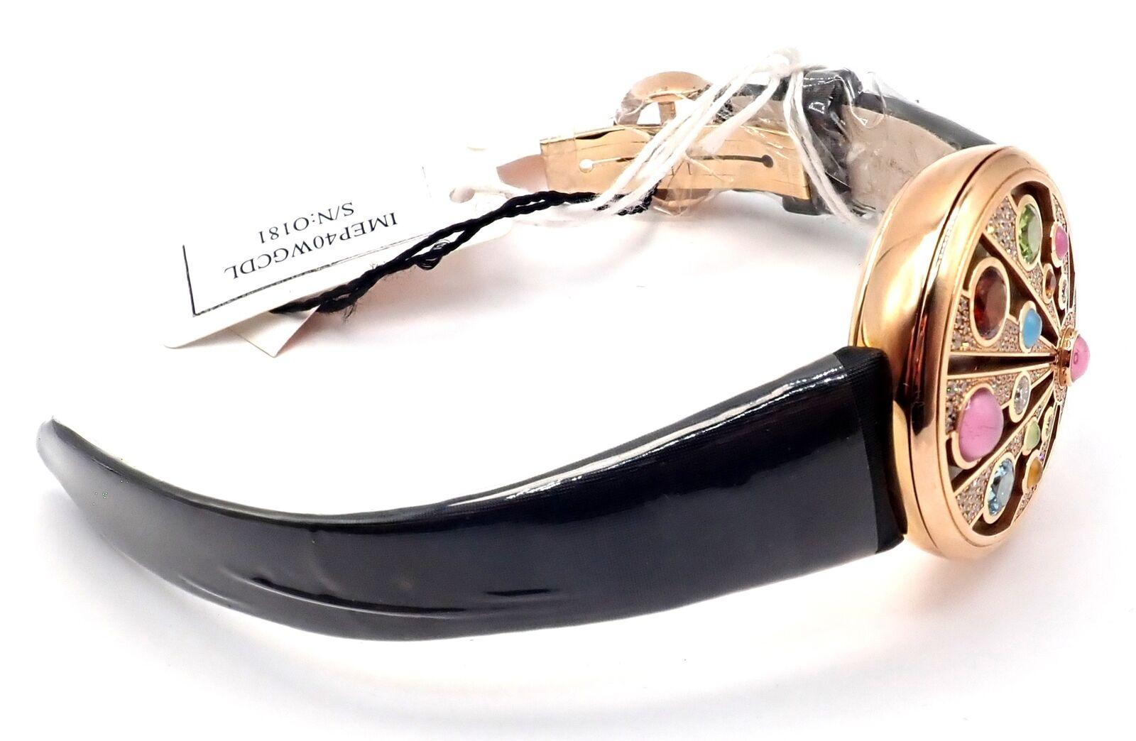 Bulgari Mediterranian Eden Diamond Color Stone Mother Of Pearl Rose Gold Watch For Sale 4