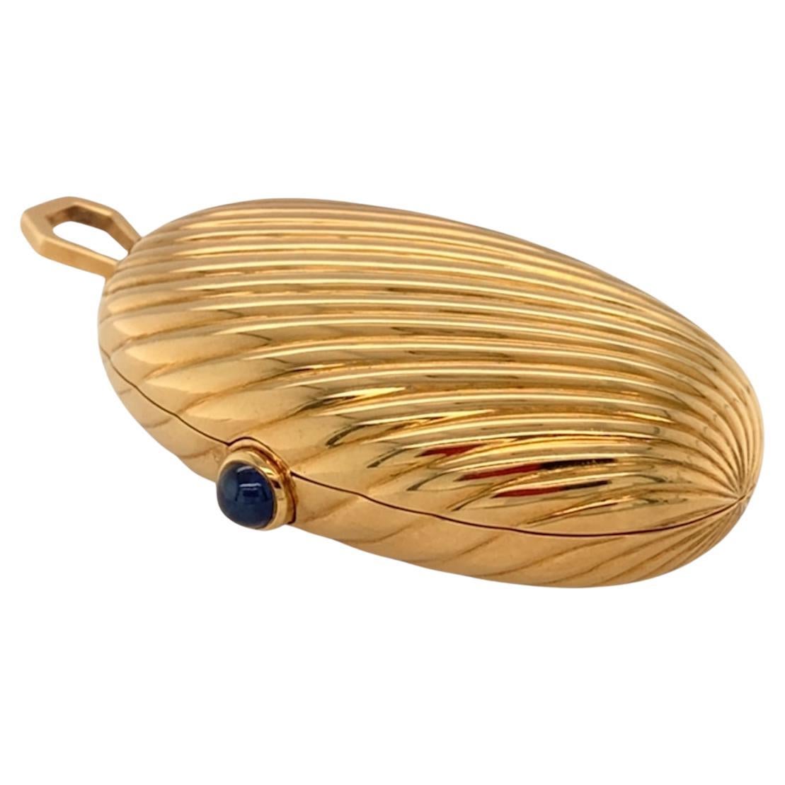 Bulgari Melone 18 Karat Yellow Gold and Sapphire Pendant Box For Sale