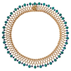 Bulgari Mid-Century gold, turquoise, and lapis collar